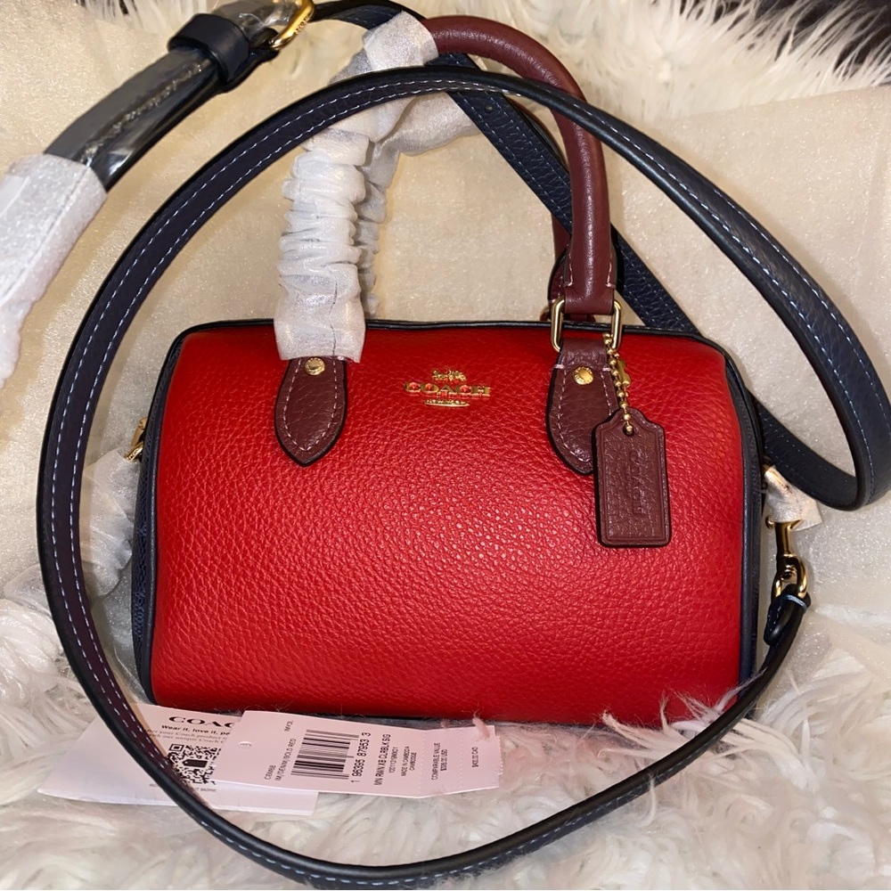 Coach ❤️💙❤️ leather mini rowan satchel crossbody bag purse New - Picture 2 of 12